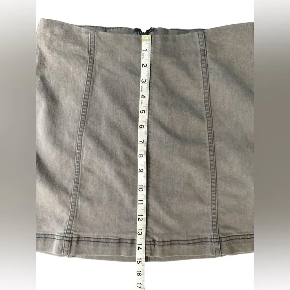 Free People Modern Femme Women's Acid Wash Denim Mini Skirt Gray Size 8 Stretch